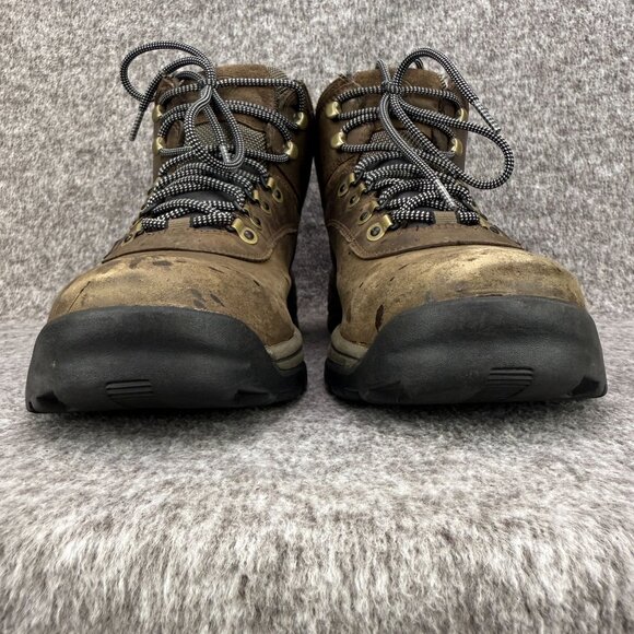 ✅Timberland White Ledge Mens 10M Waterproof Mid Hiking Boot Brown Leather Rugged - Picture 3 of 12